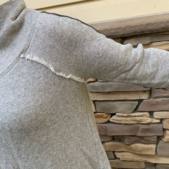 Free People grey sweater, black sleeve panels, cowl collar, distressed,ragged, S - Picture 13 of 15